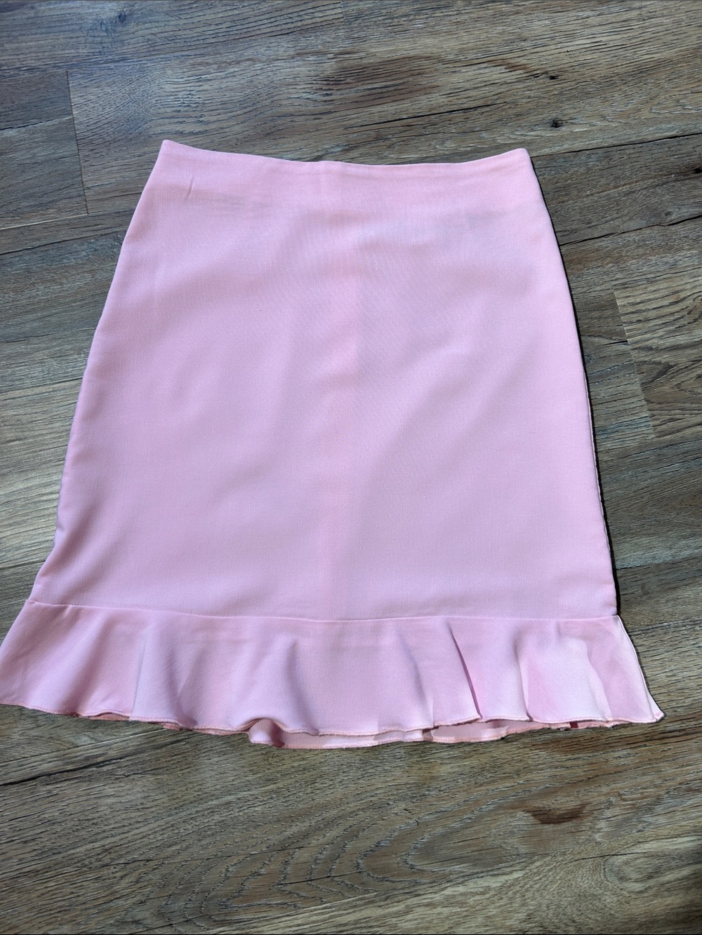 Women's Pink Midi Skirt with Ruffle Hem, small
